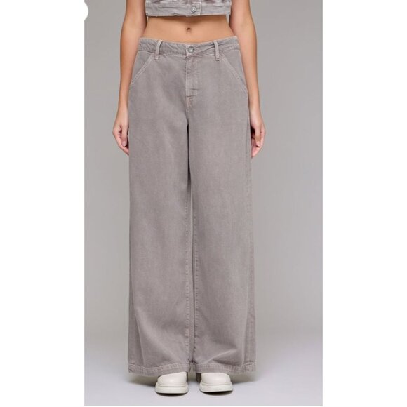 NWT Hidden Jeans Nori High Rise Super Wide Leg Trouser Jeans Gravel Size 28 - Picture 1 of 6